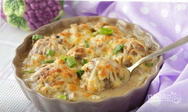 Рецепт тефтелей под грибным соусом