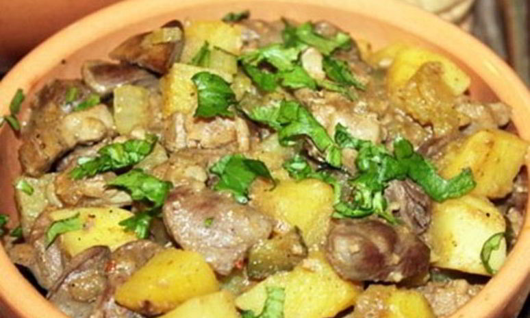 Рецепт жаркого из куриных потрохов