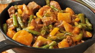 Жаркое с говядиной и зеленой фасолью