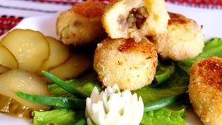 Постные картофельные зразы с грибами