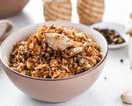 Дробленая гречка с вешенками