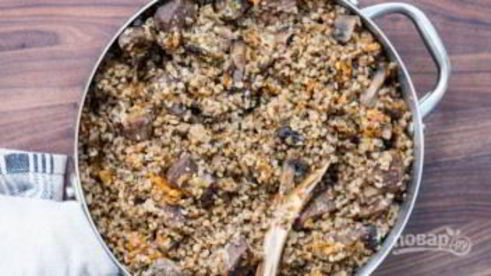 гречка с грибами и мясом