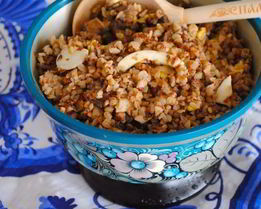 Гречка с грибами и яйцами