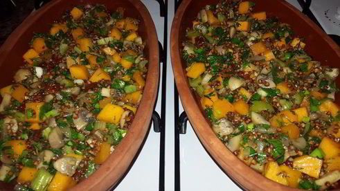 гречка, томленая с тыквой, грибами, сельдереем и вялеными томатами