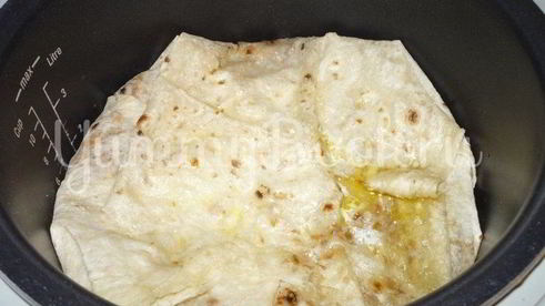 гречневая каша c мясом в лаваше из мультиварки