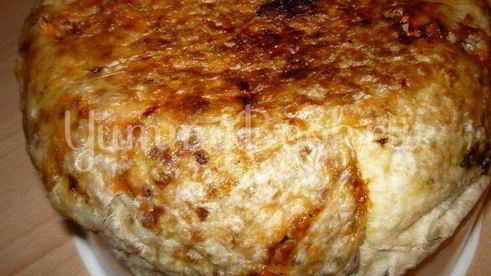 гречневая каша c мясом в лаваше из мультиварки