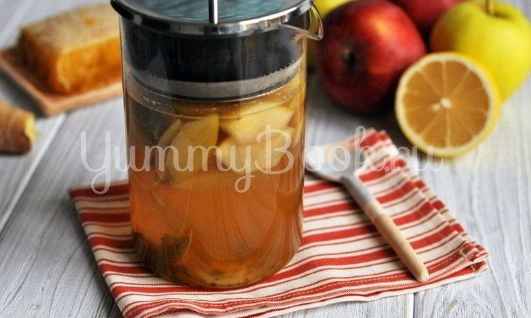 Рецепт имбирного чая с яблоками и мятой