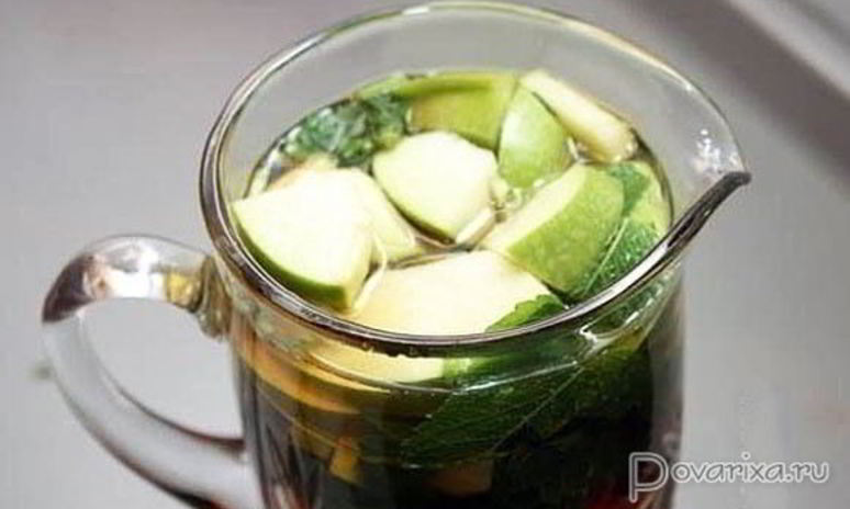 Рецепт холодного чая с яблоком и мятой