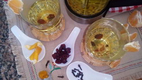 согревающий бруснично-мандариновый чай