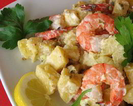 Картофельный салат с креветками