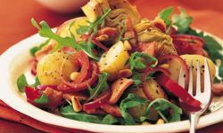 Рецепт теплого картофельного салата с артишоками