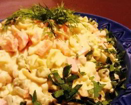 Оливье с макаронами