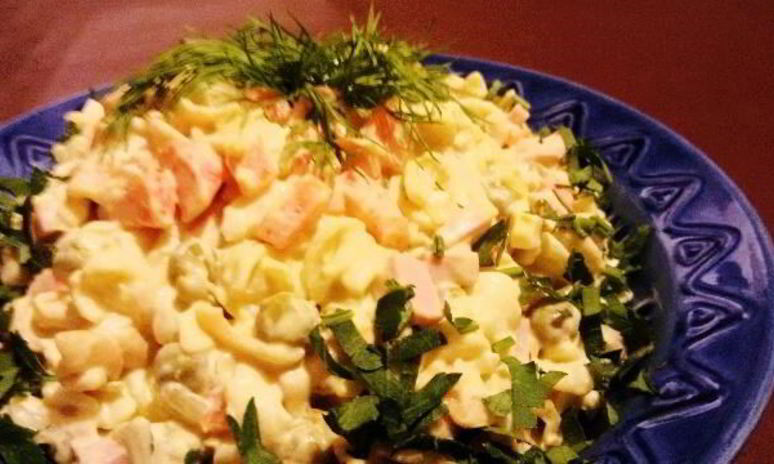 Рецепт оливье с макаронами