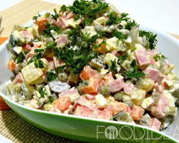 Оливье с маринованными огурцами