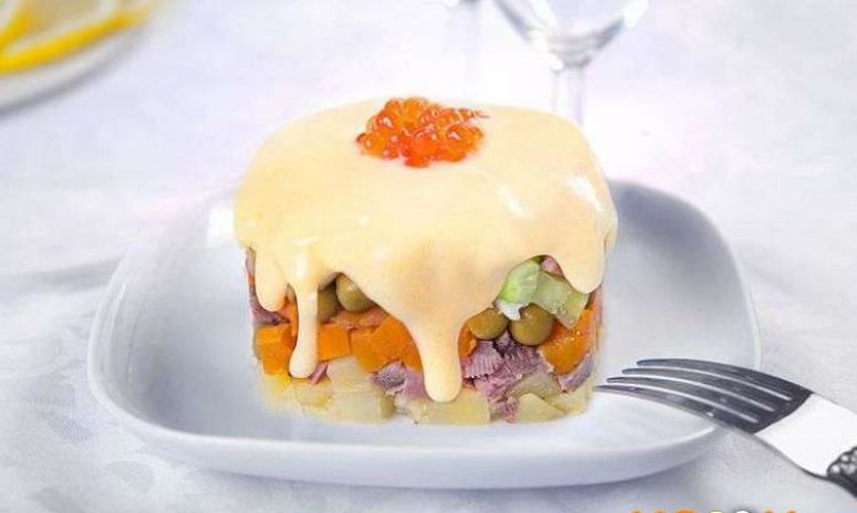 Рецепт оливье с языком