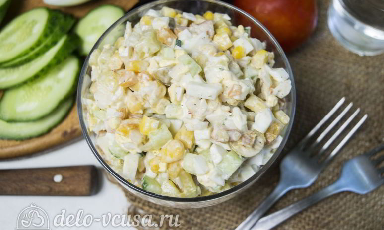 Рецепт салата оливье с креветками