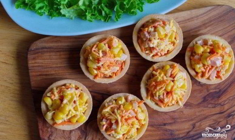 Рецепт салата для тарталеток с ветчиной