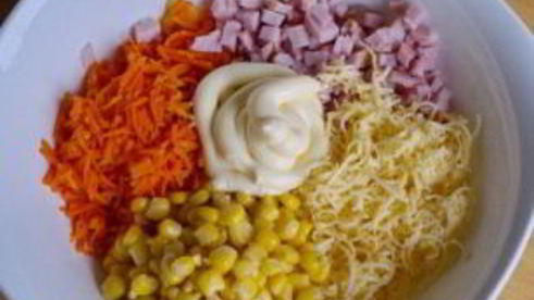 салат для тарталеток с ветчиной