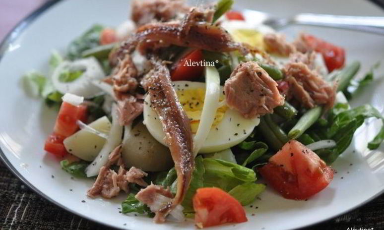 Рецепт салата нисуаз с зеленой фасолью