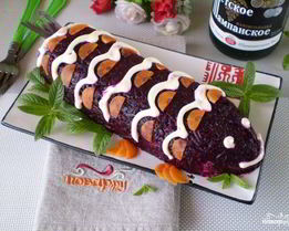 Селедка под шубой в виде рулета