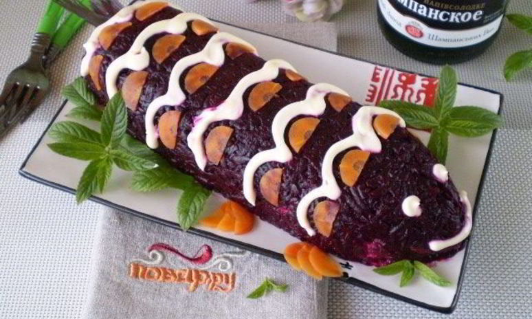 Рецепт селедки под шубой в виде рулета