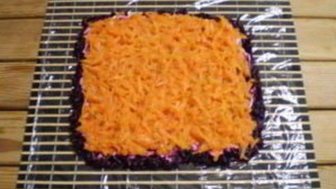 селедка под шубой в виде рулета