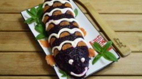 селедка под шубой в виде рулета