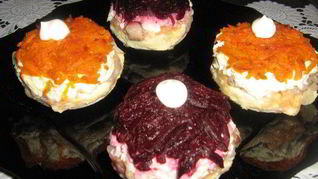 Закусочные пирожные Селедка под шубой