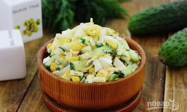 Рецепт салата с кальмаром и сыром