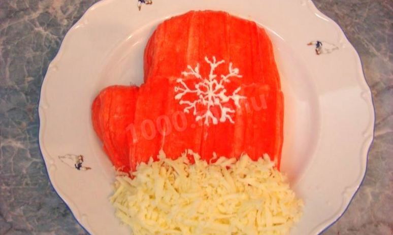 Рецепт салата варежка деда мороза рыбный