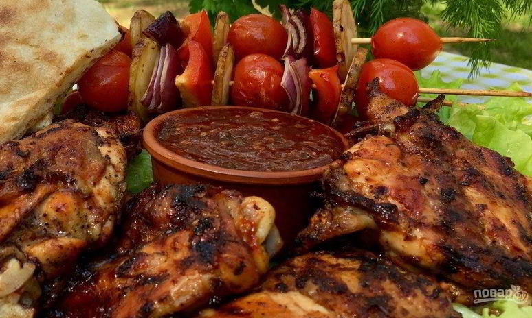 Рецепт курицы на гриле с соусом барбекю