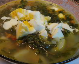 Борщ с капустой и щавелем