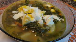 Борщ с капустой и щавелем