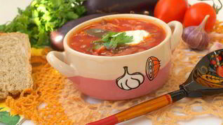 Постный борщ с баклажанами