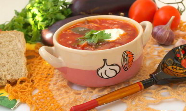 Рецепт постного борща с баклажанами