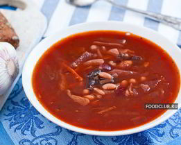 Постный борщ с фасолью