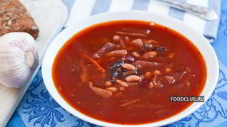 Постный борщ с фасолью