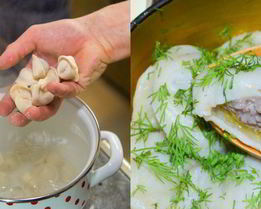 Пельмени с бульоном