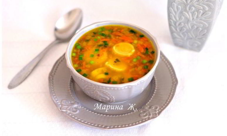 Рецепт горохового супа с чесночными рулетиками