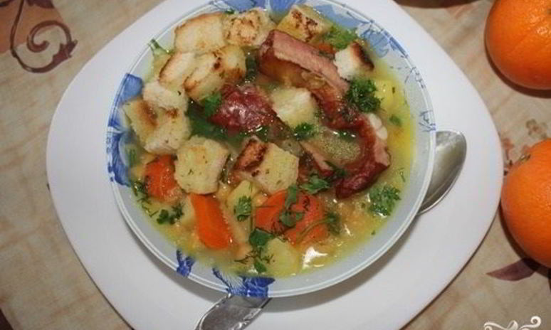 Рецепт супа горохового с копчеными ребрышками
