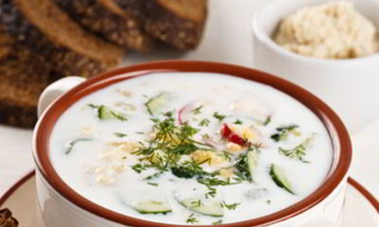 Рецепт белой окрошки с рыбой