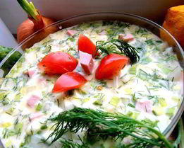 Деревенская окрошка на березовом соке