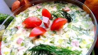 Деревенская окрошка на березовом соке