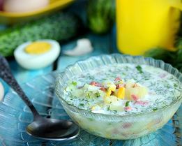 Окрошка классическая с колбасой на воде