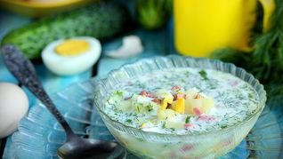 Окрошка классическая с колбасой на воде