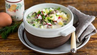 Окрошка мясная на квасе