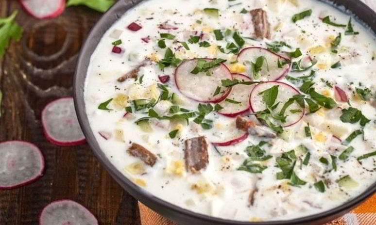 Рецепт окрошки на бульоне из говядины