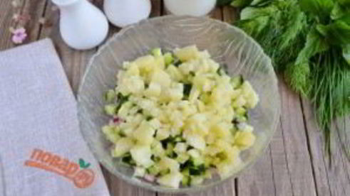 окрошка на кефире с крапивой и мятой