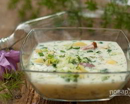 Окрошка на минералке и сметане