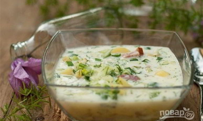 Рецепт окрошки на минералке и сметане